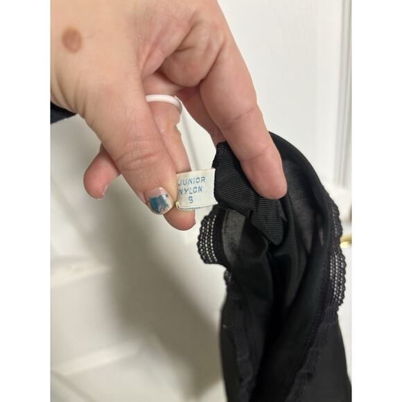 VTG 50s Lucite Kayser Black Nylon Slip Skirt Dark Romantic Whimsigoth Size S/M - Picture 4 of 8